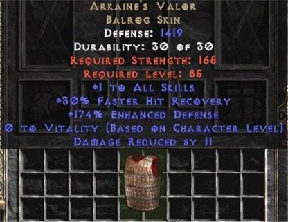 Arkaine's Valor +1 All Skills - West Non-Ladder