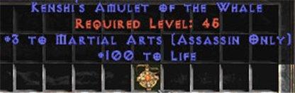 Assassin Amulet - 3 Martial Arts & 100 Life - Europe Non-Ladder