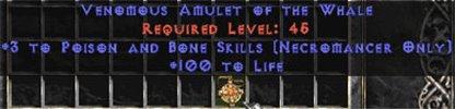 Necromancer Amulet - 3 P&B Spells & 100 Life - West Non-Ladder
