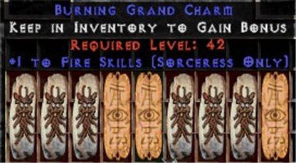 9 x Pack - Sorceress Fire Skills GC (plain) - East Non-Ladder