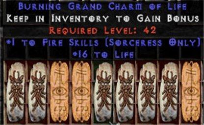 9 x Pack - Sorceress Fire Skills w/ 10-20 Life GC - West Non-Ladder