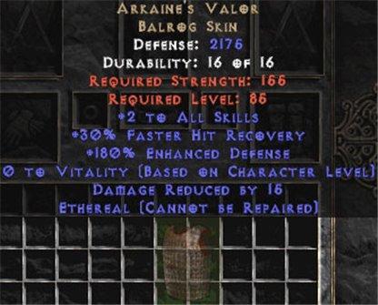 Arkaine's Valor - Ethereal - 2 Skills & 180% ED - Europe Non-Ladder