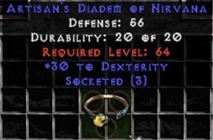 Artisan's Tiara/Diadem of Nirvana - 30 Dex/3 Socket - East Non-Ladder