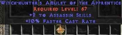 Assassin Amulet - 2 All Assn Skills & 10% FCR - East Non-Ladder