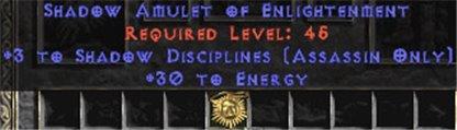 Assassin Amulet - 3 Shadow Disciplines & 30 Energy - Europe Non-Ladder