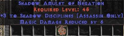 Assassin Amulet - 3 Shadow Disciplines & 6 MDR - Europe Non-Ladder