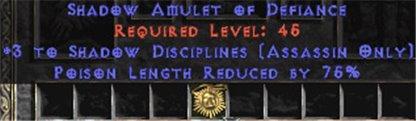 Assassin Amulet - 3 Shadow Disciplines & 75% PLR - Europe Non-Ladder