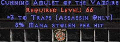 Assassin Amulet - 3 Traps & 8% ML - Europe Non-Ladder