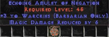 Barbarian Amulet - 3 Warcries & 6 MDR - East Non-Ladder