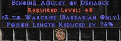 Barbarian Amulet - 3 Warcries & 75% PLR - Europe Non-Ladder