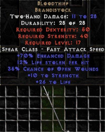 Bloodthief - +70% ED, 12% LL - Perfect - West Non-Ladder