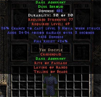 Dark Adherent - 882 Def, +415 Defense - Perfect - Europe Non-Ladder