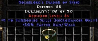 +3 Necromancer Summoning/30% FRW Diadem/Tiara/Circlet - East Ladder