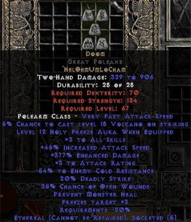 Doom Great Poleaxe - Ethereal - 370-384% ED - West Non-Ladder