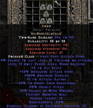 Doom Great Poleaxe - Ethereal - 385% ED - West Non-Ladder