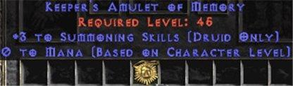 Druid Amulet - 3 Summoning & 0.75 MPL - East Non-Ladder