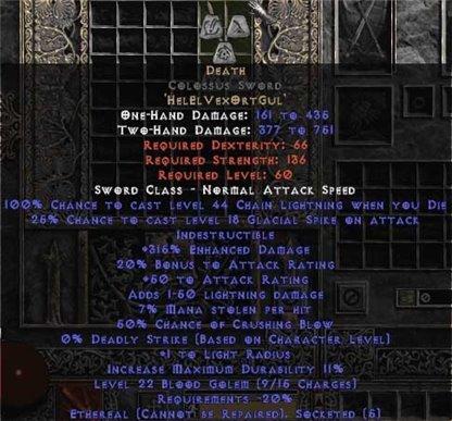 Death Colossus Sword - Ethereal - 300-349% ED - East Non-Ladder