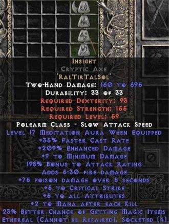 Insight Cryptic Axe - Ethereal - 17 Med - East Non-Ladder