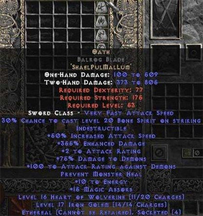 Oath Balrog Blade - Ethereal - 355% ED & 10-14 MA - West Non-Ladder