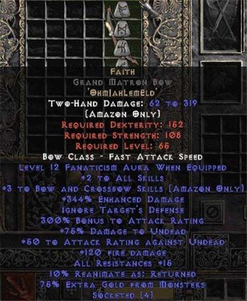 Faith Grand Matron Bow - 3 B&C - 2 Skill & 12-14 Fanat - East Non-Ladder