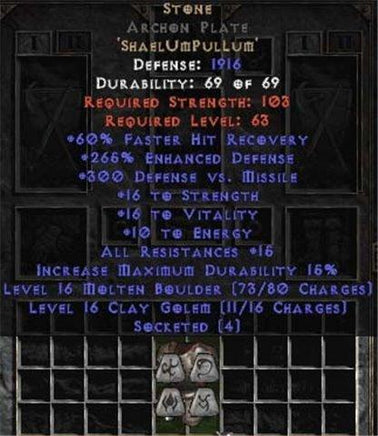 Stone Archon Plate - 265-289% ED - West Non-Ladder