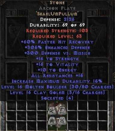 Stone Archon Plate - 305% ED - Perfect - West Non-Ladder