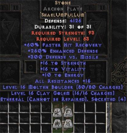 Stone Archon Plate - Eth Bugged - 250-269% ED - West Non-Ladder