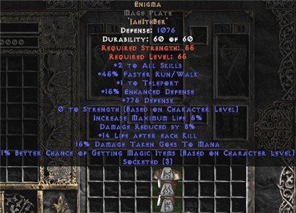 Enigma Mage Plate +775 Defense - Perfect - East Non-Ladder