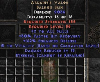 Arkaine's Valor - Ethereal - +2 All Skills - Europe Non-Ladder
