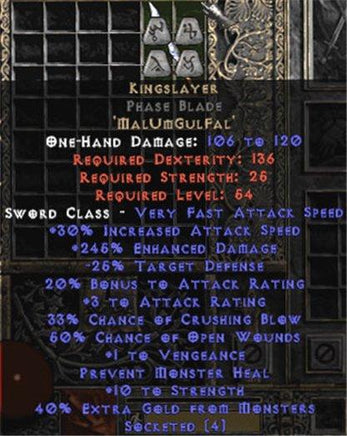 Kingslayer Phase Blade - 230-264% ED - West Non-Ladder