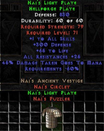 Naj's Light Plate - 830 Def - Perfect - West Non-Ladder