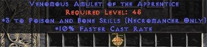 Necromancer Amulet - 3 P&B Spells & 10% FCR - West Non-Ladder