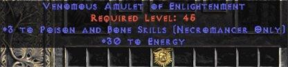 Necromancer Amulet - 3 P&B Spells & 30 Energy - West Non-Ladder