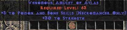 Necromancer Amulet - 3 P&B Spells & 30 Str - West Non-Ladder