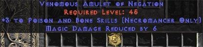 Necromancer Amulet - 3 P&B Spells & 6 MDR - West Non-Ladder