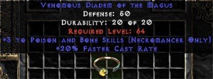 +3 Necromancer P&B/20% FCR Diadem/Tiara/Circlet - West Non-Ladder