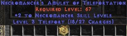 Necromancer Amulet - 2 All Necro Skills & Teleport - West Non-Ladder