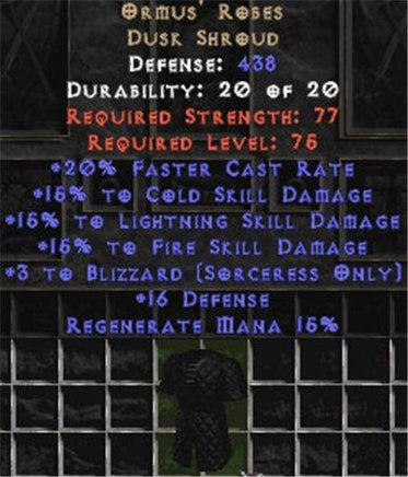 Ormus' Robes - 15% to Cold & +3 Blizzard - East Non-Ladder