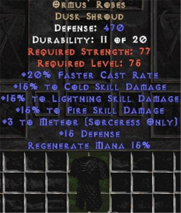 Ormus' Robes - 15% All & +3 Meteor - West Non-Ladder