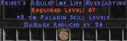 Paladin Amulet - 2 All Pal Skills & 25 PDR - West Non-Ladder
