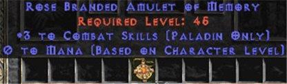 Paladin Amulet - 3 Combat Skills & 0.75 MPL - Europe Non-Ladder