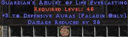 Paladin Amulet - 3 Defensive Auras & 25 PDR - West Non-Ladder