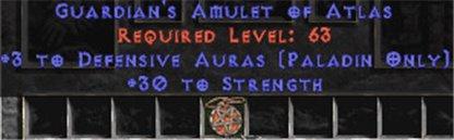 Paladin Amulet - 3 Defensive Auras & 30 Str - West Non-Ladder