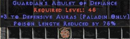Paladin Amulet - 3 Defensive Auras & 75% PLR - West Non-Ladder