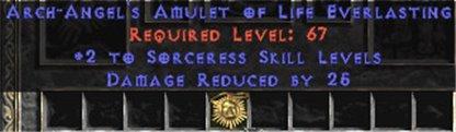 Sorceress Amulet - 2 All Sorc Skills & 25 PDR - West Non-Ladder