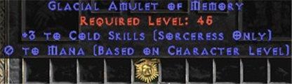 Sorceress Amulet - 3 Cold Spells & 0.75 MPL - West Non-Ladder