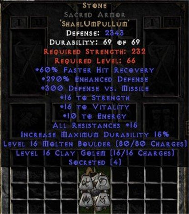 Stone Sacred Armor - 290-304% ED - West Non-Ladder