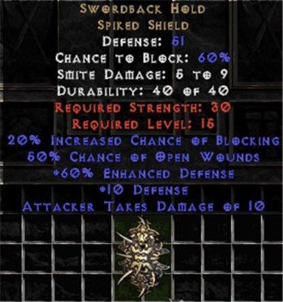 Swordback Hold - 51 Def, +60% ED - Perfect - West Non-Ladder