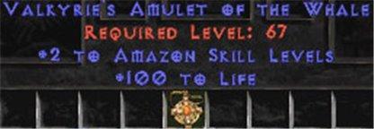 Amazon Amulet - 2 All Zon Skills & 100 Life - West Non-Ladder
