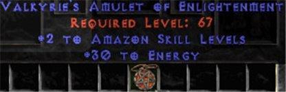 Amazon Amulet - 2 All Zon Skills & 30 Energy - West Non-Ladder